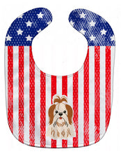 Load image into Gallery viewer, Patriotic USA Shih Tzu Red White Baby Bib BB3082BIB