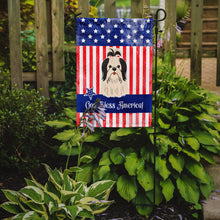 Load image into Gallery viewer, Patriotic USA Shih Tzu Black White Garden Flag - Outdoor Decorative Yard Flag