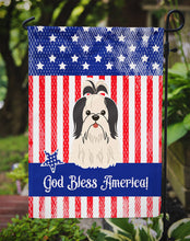Load image into Gallery viewer, Patriotic USA Shih Tzu Black White Garden Flag - Outdoor Decorative Yard Flag