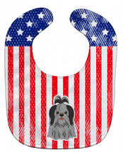 Load image into Gallery viewer, Patriotic USA Shih Tzu Black Silver Baby Bib BB3084BIB