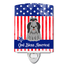 Load image into Gallery viewer, Patriotic USA Shih Tzu Black Silver Ceramic Night Light BB3084CNL