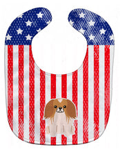 Load image into Gallery viewer, Patriotic USA Pekingnese Red White Baby Bib BB3098BIB