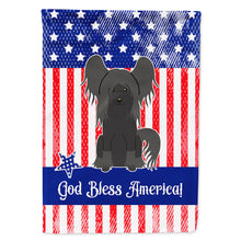 Load image into Gallery viewer, Patriotic USA Chinese Crested Black Flag Canvas House Size BB3107CHF