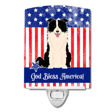 Load image into Gallery viewer, Patriotic USA Border Collie Black White Ceramic Night Light BB3113CNL