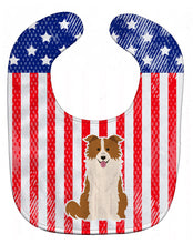 Load image into Gallery viewer, Patriotic USA Border Collie Red White Baby Bib BB3114BIB