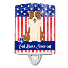 Load image into Gallery viewer, Patriotic USA Border Collie Red White Ceramic Night Light BB3114CNL