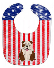 Load image into Gallery viewer, Patriotic USA English Bulldog Brindle White Baby Bib BB3116BIB