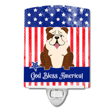 Load image into Gallery viewer, Patriotic USA English Bulldog Brindle White Ceramic Night Light BB3116CNL