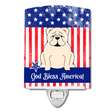 Load image into Gallery viewer, Patriotic USA English Bulldog White Ceramic Night Light BB3118CNL