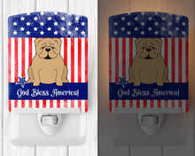 Load image into Gallery viewer, Patriotic USA English Bulldog Fawn Ceramic Night Light BB3119CNL