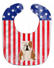 Load image into Gallery viewer, Patriotic USA English Bulldog Fawn White Baby Bib BB3120BIB