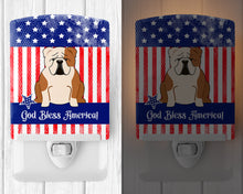 Load image into Gallery viewer, Patriotic USA English Bulldog Fawn White Ceramic Night Light BB3120CNL