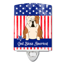 Load image into Gallery viewer, Patriotic USA English Bulldog Fawn White Ceramic Night Light BB3120CNL