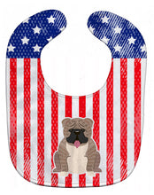 Load image into Gallery viewer, Patriotic USA English Bulldog Grey Brindle  Baby Bib BB3121BIB