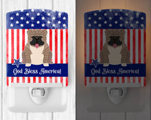 Load image into Gallery viewer, Patriotic USA English Bulldog Grey Brindle  Ceramic Night Light BB3121CNL