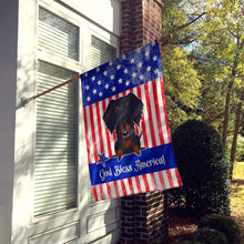 Load image into Gallery viewer, Patriotic USA Wire Haired Dachshund Black Tan Flag Canvas House Size BB3122CHF