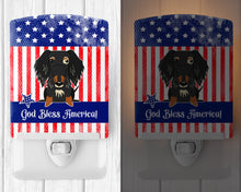 Load image into Gallery viewer, Patriotic USA Wire Haired Dachshund Dapple Ceramic Night Light BB3123CNL