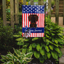 Load image into Gallery viewer, Patriotic USA Wire Haired Dachshund Chocolate Garden Flag - Outdoor Decorative Yard Flag