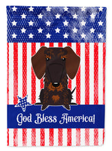Load image into Gallery viewer, Patriotic USA Wire Haired Dachshund Chocolate Garden Flag - Outdoor Decorative Yard Flag
