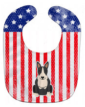 Load image into Gallery viewer, Patriotic USA Bull Terrier Black White Baby Bib BB3128BIB