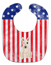 Load image into Gallery viewer, Patriotic USA Bull Terrier White Baby Bib BB3133BIB