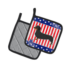 Load image into Gallery viewer, USA Patriotic Dachshund Pot Holders - Set of 2 - Heat-Resistant Kitchen Essentials BB3282PTHD