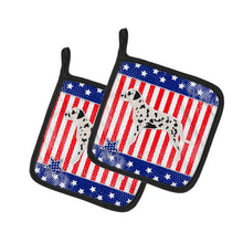 Load image into Gallery viewer, USA Patriotic Dalmatian Pot Holders - Set of 2 - Heat-Resistant Kitchen Essentials BB3283PTHD