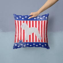 Load image into Gallery viewer, USA Patriotic Bedlington Terrier Throw Pillow - 14x14 Decorative Pillow – Art for Your Home &amp; Patio BB3294PW1414