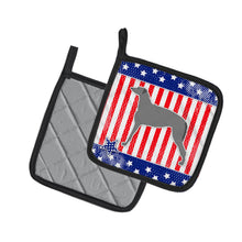Load image into Gallery viewer, USA Patriotic Scottish Deerhound Pot Holders - Set of 2 - Heat-Resistant Kitchen Essentials BB3296PTHD