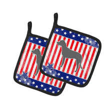 Load image into Gallery viewer, USA Patriotic Irish Wolfhound Pot Holders - Set of 2 - Heat-Resistant Kitchen Essentials BB3303PTHD