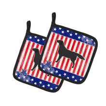 Load image into Gallery viewer, USA Patriotic Black Labrador Retriever Pot Holders - Set of 2 - Heat-Resistant Kitchen Essentials BB3308PTHD
