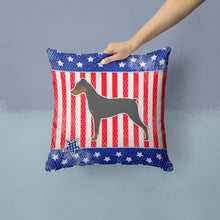 Load image into Gallery viewer, USA Patriotic German Pinscher Throw Pillow - 14x14 Decorative Pillow – Art for Your Home &amp; Patio BB3313PW1414