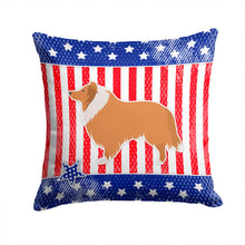 Load image into Gallery viewer, USA Patriotic Collie Throw Pillow - 14x14 Decorative Pillow – Art for Your Home &amp; Patio BB3316PW1414