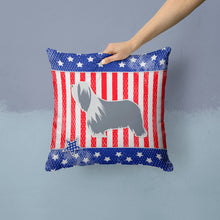 Load image into Gallery viewer, USA Patriotic Bearded Collie Throw Pillow - 14x14 Decorative Pillow – Art for Your Home &amp; Patio BB3317PW1414