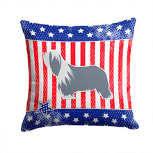 Load image into Gallery viewer, USA Patriotic Bearded Collie Throw Pillow - 14x14 Decorative Pillow – Art for Your Home &amp; Patio BB3317PW1414