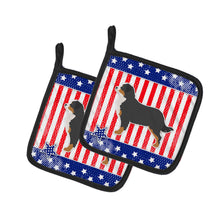 Load image into Gallery viewer, USA Patriotic Bernese Mountain Dog Pot Holders - Set of 2 - Heat-Resistant Kitchen Essentials BB3319PTHD