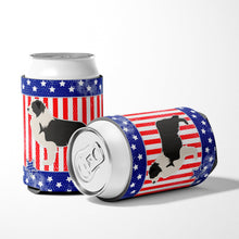 Load image into Gallery viewer, USA Patriotic Black Border Collie Can or Bottle Hugger BB3323CC