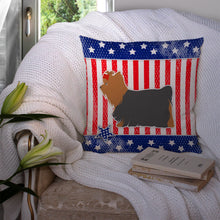Load image into Gallery viewer, USA Patriotic Yorkshire Terrier Yorkie Throw Pillow - 14x14 Decorative Pillow – Art for Your Home &amp; Patio BB3334PW1414