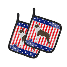 Load image into Gallery viewer, USA Patriotic Boston Terrier Pot Holders - Set of 2 - Heat-Resistant Kitchen Essentials BB3344PTHD
