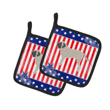 Load image into Gallery viewer, USA Patriotic English Mastiff Pot Holders - Set of 2 - Heat-Resistant Kitchen Essentials BB3356PTHD