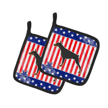 Load image into Gallery viewer, USA Patriotic Doberman Pinscher Pot Holders - Set of 2 - Heat-Resistant Kitchen Essentials BB3360PTHD