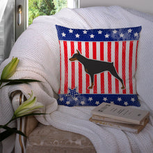 Load image into Gallery viewer, USA Patriotic Doberman Pinscher Throw Pillow - 14x14 Decorative Pillow – Art for Your Home &amp; Patio BB3360PW1414