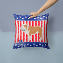 Load image into Gallery viewer, USA Patriotic English Bulldog Throw Pillow - 14x14 Decorative Pillow – Art for Your Home &amp; Patio BB3362PW1414