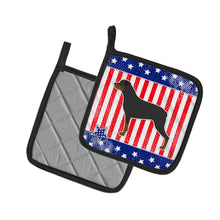 Load image into Gallery viewer, USA Patriotic Rottweiler Pot Holders - Set of 2 - Heat-Resistant Kitchen Essentials BB3366PTHD