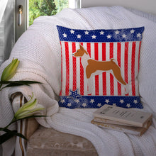 Load image into Gallery viewer, USA Patriotic Basenji Throw Pillow - 14x14 Decorative Pillow – Art for Your Home &amp; Patio BB3374PW1414