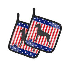 Load image into Gallery viewer, USA Patriotic Great Dane Pot Holders - Set of 2 - Heat-Resistant Kitchen Essentials BB3375PTHD