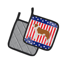 Load image into Gallery viewer, USA Patriotic Saint Bernard Pot Holders - Set of 2 - Heat-Resistant Kitchen Essentials BB3376PTHD