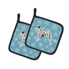 Load image into Gallery viewer, Winter Snowflake Dalmatian Pot Holders - Set of 2 - Heat-Resistant Kitchen Essentials BB3483PTHD