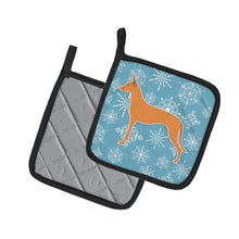 Load image into Gallery viewer, Winter Snowflake Pharaoh Hound Pot Holders - Set of 2 - Heat-Resistant Kitchen Essentials BB3488PTHD