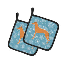 Load image into Gallery viewer, Winter Snowflake Pharaoh Hound Pot Holders - Set of 2 - Heat-Resistant Kitchen Essentials BB3488PTHD